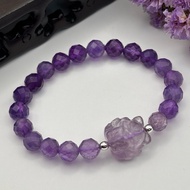 Natural Faceted Amethyst Bracelet with Nine Tail Fox | Calm Confidence, Protection & Feminine Magnet