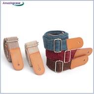 AMAZ Ukulele Strap Cotton Linen Soft Leather Head Shoulder Strap Length Adjustable Musical Instrument Accessories