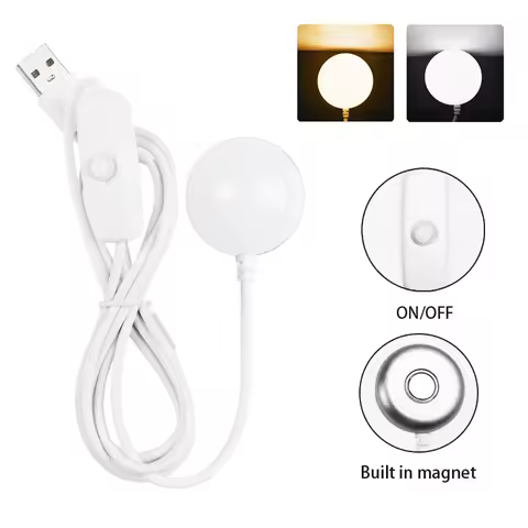 3W 5W USB Mini Night Light Portable Magnet LED Blub 1.5m USB Cable Book Reading Light with Switch fo