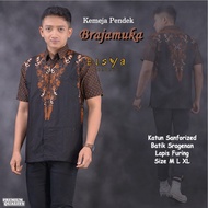 Kemeja Lengan Pendek Pria Motif Batik BRAJAMUKA KEIKO BATIK Kemeja Batik Pria Modern Batik Pria Solo