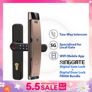 SINGGATE [Bundle] Video Call Smart Viewer Digital Door Lock + Biometrics Digital Gate Lock | FR006 + FM021