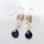 藍砂石與星空耳環 14KGF