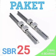 TERLARIS- paket set rel rail guide linear SBR25 SBR 25 shaft + 4 block