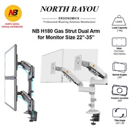 North Bayou H180 Dual Monitor Arm - Gas Strut Desk Mount for 17-27" Screens