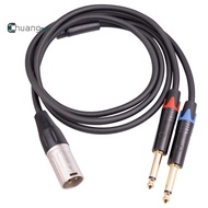 Dual 6.35mm 1/4 In to XLR Male Y Splitter Cable,3Pin XLR Male to Dual 6.35mm Plug Audio Microphone C