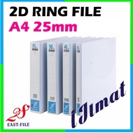 East-File 2D PVC Ring File 25mm Filing Thickness A4 Size White 2D Ring File