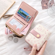 Japanese Style Cute Cartoon Cat Short Wallet Women Folding Dompet Wanita Multifunctional Card Holder