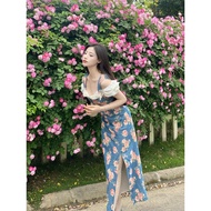 Unsi Rose Hutong Rose Denim Corset Fake Two-Piece Dress 2022 Spring Summer