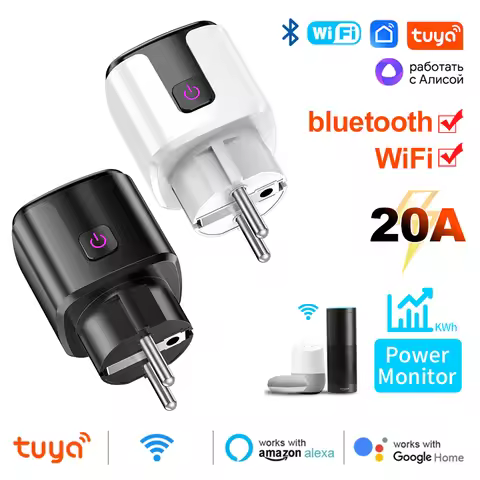 Tuya Smart Life WiFi 20A EU Plug With Power Monitoring Socket Timer Outlet Child Lock Google Home Al
