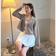 Yoan 53 - Gretha Blazer crop top - Tweed Blazer korean - Outer crop korea Women