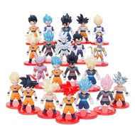 21Pcs / Lot Dragon Ball Z Goku Gogeta Vegeta Frieza Vegetto Super Saiyan God Fight PVC Anime Figures