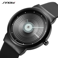 SINOBI Creative Men's Votex Quartz Watches 40mm Dial None Number Special Stylish Men Wristwatch Silicone Strap Sports Men Watch SYUE