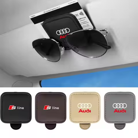 PU Leather Car Sun Visor Glasses Clip Magnetic Sunglasses Holder Accessories For Audi Silne A3 A4 B8