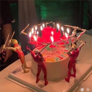 男童兒童生日蛋糕超人大號紅色怪獸套裝擺件公仔奧特曼蓮花蠟燭