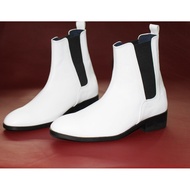 Men's chelsea boots, white, genuine cowhide. Code: B193