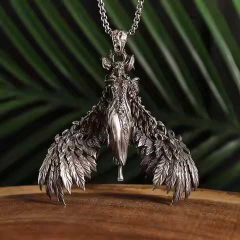 Gothic Evil Angel Witch Devil Pendant Necklace for Men and Women Punk Personality Trendy Cool Jewelr