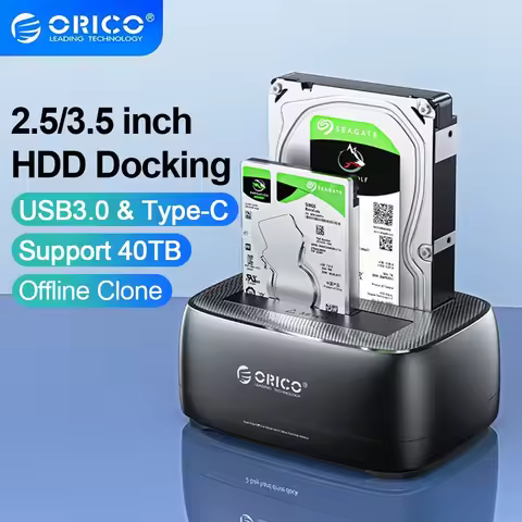 ORICO 2.5/3.5 Inch HDD Docking Station USB3.0 & Type-C HDD Enclosure 5Gbps Dual-bay External Harddri