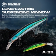 BEARKING A33 Suspending Minnow 130mm/14.5g - Long Cast, 1.5-2m Diving, Built-in Sound System