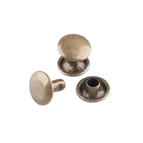 100sets Double Cap Rivet 9*9mm Bronze Studs Round Rivet for Leather Craft Bag Belt Clothing Garment