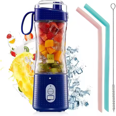 Portable Blender USB Rechargeable Smoothie on the Go Blender Cup with Straws Protein Shakes Fruit Mi