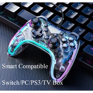 Switch/pc/tv 1.8M Wired Transparent Gamepad RGB Lantern Six-Axis Dual Vibration Somatosensory Handle