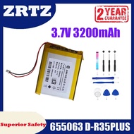 New ZRTZ 3.7V 3200mAh 655063 D-R35PLUS Battery