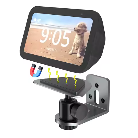 Echo Show 5 (3rd Gen) Stand Strong Magnetic Table Stand Aluminium Alloy Thickened Design Silver Wall