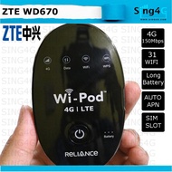 ZTE WD670 4G 150Mbps MIFI Hotspot  Singtel Starhub M1 cycle