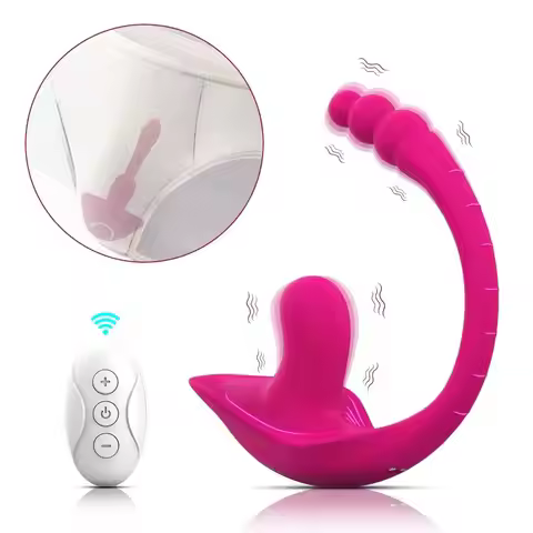 Wearable Clitoris Vibrator Anal Beads Vibrator Dual Motor G-Spot Stimulate Anus Massage for Women in
