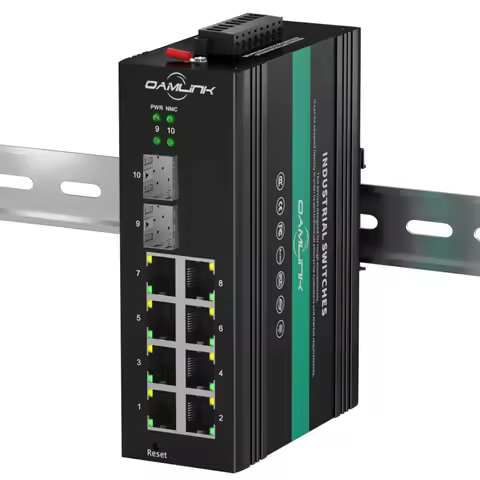 OAMLink Industrial L2 Managed PoE Switch | 8 Gigabit PoE+ Ports + 2 SFP Uplinks | -40°C to +75°C | I