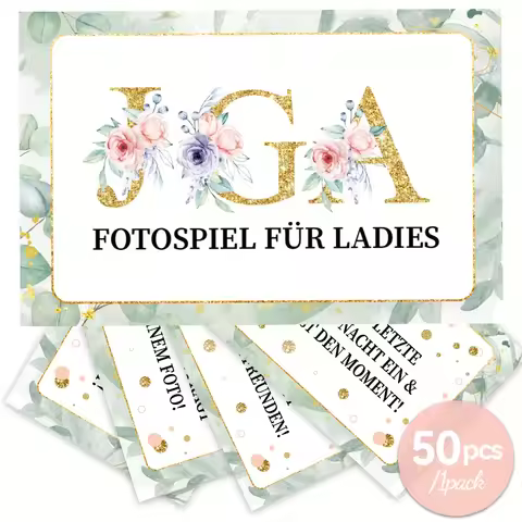 50 StüCk Photo Task JGA 35 Photo Task 15 Empty Cards Challenge Cards For Women Wedding Party Funny