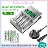 【READY STOCK】4PCS Energizer  AA/AAA Rechargeable Battery  900/2450mAh Long Lasting Use