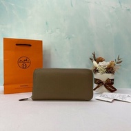 HERMES 大象灰拉鏈長夾