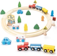Wooden Train Set Train Set, Toy Train for Boys &amp; Girls with Wooden Train Track