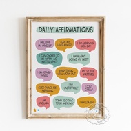 Daily Affirmation Poster Positive Motivational For Kid Art Print Growth Mindset Wall Picture Canvas 