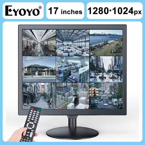 EYOYO 17" Desktop Computer Monitor 1280x1024 5:4 Wall Mount Monitor HDMI/VGA/AV/Headphone,Support US