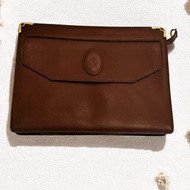 卡地亞Les Must De Cartier法國製真皮勃艮第酒紅色手拿包