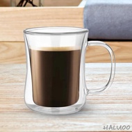 [Haluoo] Double Walled Mug Drinking Glass Borosilicate Beverage Mug Espresso Cups Glass Cup Water Cup for Woman