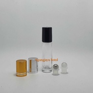 Roll On 10 Ml Clear Original Shiny Gold Stainless Cap Line / Glass Bottle / Perfume Bottle / Wind Oi