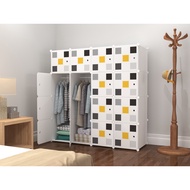 CHECKER WHITE 16C Almari Karton DIY Children Cartoon Cabinet Wardrobe Foldable Rack Cupboard Cabinet