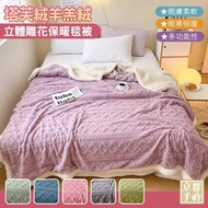 【京都手祚】買1送1  塔芙蓉立體雕花羊羔絨保暖毯被(馬卡龍系列/蓄溫保暖/冬季必備/多功能毯)