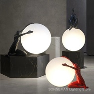 Nordic Round Ball Humanoid Moon Table Lamp Bubble ball table lamp for Living Room Bedroom Designer d