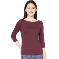 3 Sleeve T-Shirt/4 Wanita AMZ Women's 3/4 Sleeve Solid Boat Neck T-Shirt - 2479