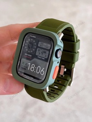 เคส + สายสำหรับนาฬิกา Apple อัลตร้า49มม. 45มม. 41มม. 44มม. 40สายรัดข้อมือสายนาฬิกาและ TPU เคสสร้อยข้อมือซิลิโคนสำหรับ I Watch 9 8 7 6 SE 5 4 SE Ultra2