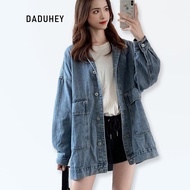 Fesyen Raya Wanita Terkini baju raya  perempuan Women's Korean Style Loose Denim Retro Jacket - Blue