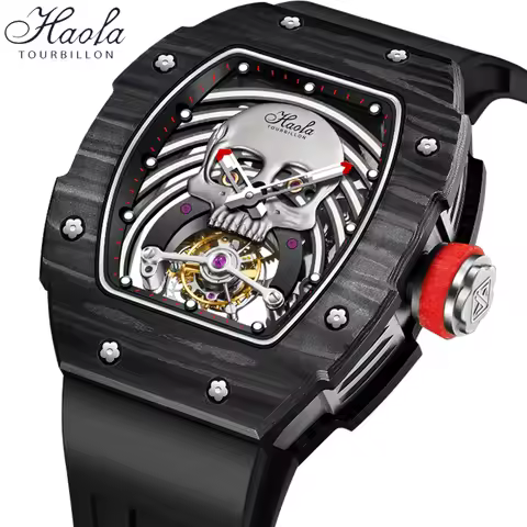 Haofa Skeleton Flying Tourbillon Movement Watch for Men Mechanical Sapphire Manual Mens Watch Lumino