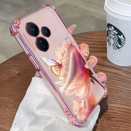 【 Shockproof 】Case Realme C53 C51 C63 C61 NOTE 50 narzo N63 TPU phone case butterfly rose pattern tr