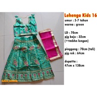 Green+pink Lehenga Kids Ages 5,6,7 Years/Girls Indian Clothes