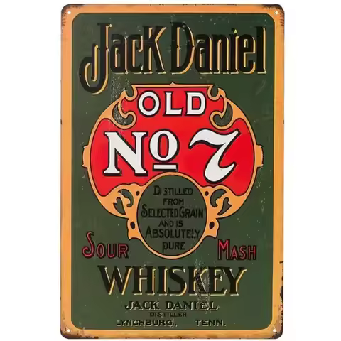Jack Daniel Old No. 7 Sour Mash Whiskey Novelty Metal Sign ;