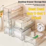 <Buy 3 Get 1 Free> Premium Acrylic Stackable Drawer Organizer Storage Box Clear Stationery Kitchen D